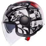 AGV ETERES JET KACIGA HISTORY MAT CRNO BELO CRVENA - Slika 8